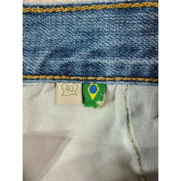 FARM Rio Brazil Cut Off Denim Jean Shorts Size 10 Large Distressed Destroyed - Picture 4 of 6